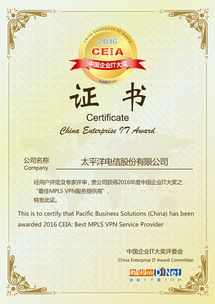 太平洋電信榮膺2016 CEIA最佳MPLS VPN服務(wù)提供商，彰顯政企市場領(lǐng)導(dǎo)地位